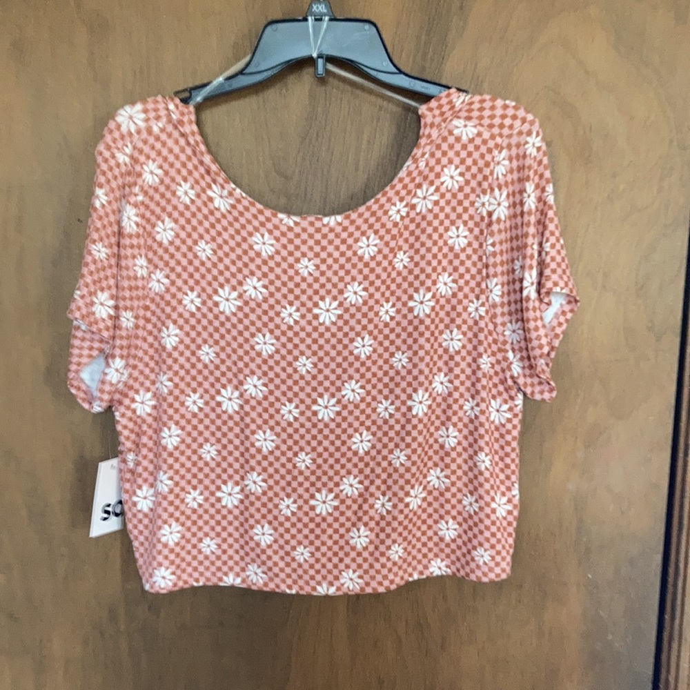 SO reversible twist tee crop top check daisy print floral boho XXL jrs - Picture 9 of 17